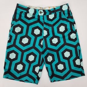 Geometric Patterned Men's Flat Front Shorts